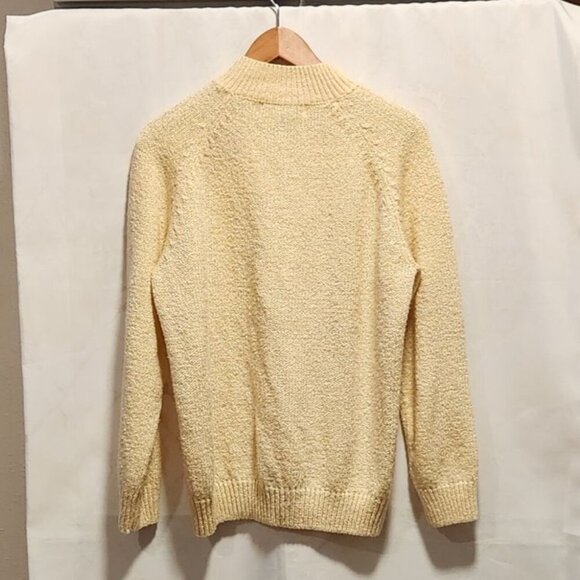 Karen Scott Cable Knit Sweater Women's XL Pale Yellow Button Collar Long Sleeve - Picture 7 of 8